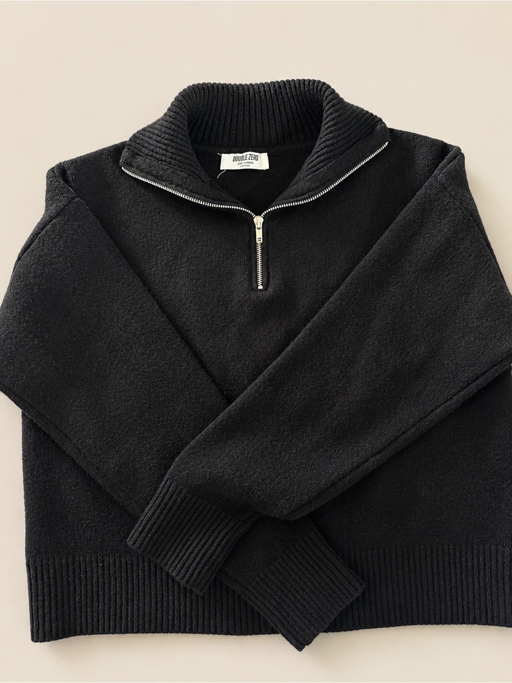 Double Zero Black Quarter-Zip Mock Neck Sweater Women’s Medium